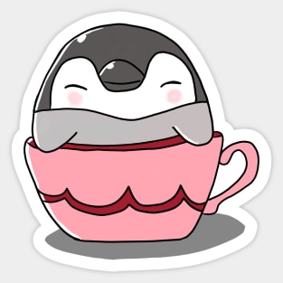 Penguin in a cup cute Sticker